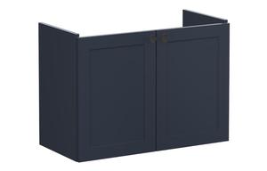VitrA Root Classic 80cm 2 Door Wall Hung Slim Washbasin Unit - Matt Dark Blue